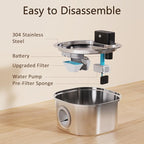 Stainless Steel Wireless Cat Water Fountain: Voluas 3.2L/108oz 3-Modes Pet Drinking Fountain Indoor Cordless Motion Sensor Fountain with 4200mAh Rechargeable Battery Operated