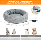 Heated Cat Bed for Indoor Cats, 20’’ Electric Cat Heated Bed Pet Warming Bed for Cats and Small Dogs, Washable Calming Round Donut Pet Bed with Heating Pad, Indoor Use