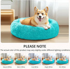 JOLLYVOGUE Calming Dog & Cat Bed for Large Dogs, Anti-Anxiety Donut Cuddler Cozy Soft Round Bed with Anti-Slip Bottom, Fluffy Faux Fur Plush Cushion Beds for Medium Dogs (36")