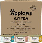Applaws Natural Wet Kitten Food, Limited Ingredient, Grain-Free, Protein with No Artificial Additives, Kitten Variety in Broth Cans (16 x 2.47oz Cans)