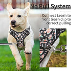 HEELE Dog Harness Harness for Small Dogs No Pull Dog Vest Harness for Small Dog with Soft Padded Handle Reflective for Outdoor Training, Flower-Black, XS