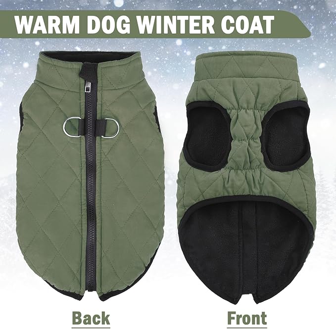 SCENEREAL Winter Dog Vest Coat with Harness Built In, Warm Puppy Jacket for Small Medium Dogs, Cold Weather Coat with Zipper, Fleece Puffer Vest Windproof Snow Clothes