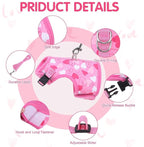 BINGPET Cat Harness and Leash Set Escape Proof for Walking,Step-in Harness with Lightweight Soft Breathable Mesh,Adjustable Easy Control Harness for Kitten Puppy Small Medium Large Cats(Heart,L)