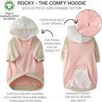 Rocky – The Orginal Lightweight Hooded TEE 100% Organic Cotton Dog Hoodie Pet Coat Sweater for Small, Medium, Large Dogs, Pink Color Block, Large