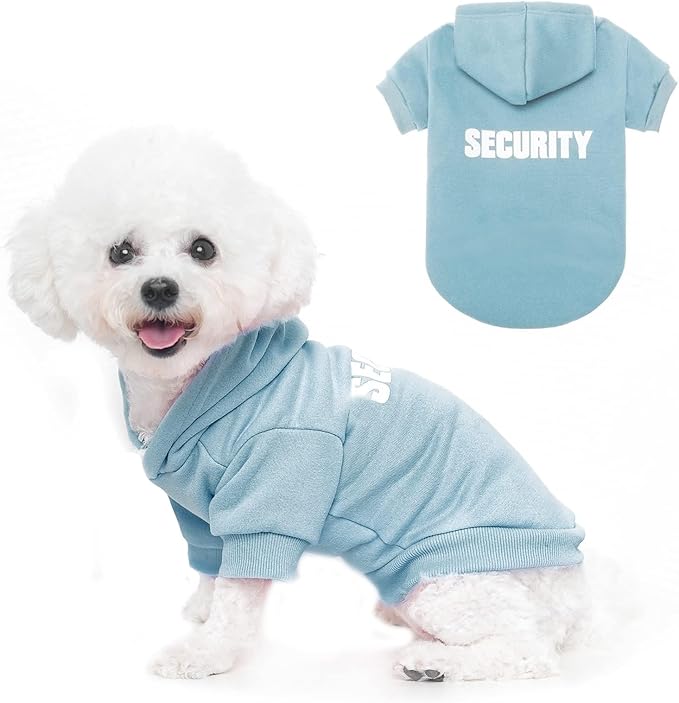 BINGPET Security Dog Hoodies Puppy Sweater Cold Weather Dog Coats Soft Brushed Fleece Pet Clothes Hooded Sweatshirt for Dog Cat