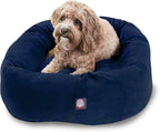 Majestic Pet 32 Inch Suede Calming Dog Bed Washable 32x23x7 (Inch) – Cozy Soft Round Donut Dog Bed with Spine Support for Dogs to Rest Their Head - Pet Bed Medium – Navy