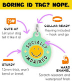 Personalized QR Code Dog Tags - Choose from 25+ Tag Designs - QR Code Links to Your Profile - Unique, Cute, Funny, Sassy Pet ID Tag (Socially Impaired, Large (1.25 inch))