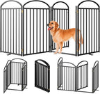 4 Panels Full Matel Freestanding Dog Gates with Door, 96"Extra Wide 36"Tall Free Standing Dog Pet Gate for Indoor & Outdoor. Foldable Pet Fences for Doorways, House, Stairs, Porch, Deck, Yard