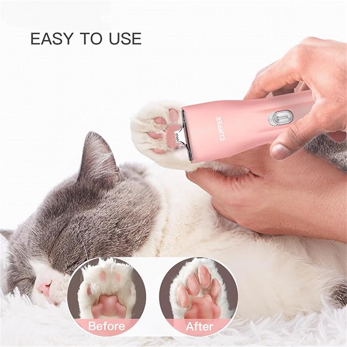 2 in 1 Prowerful Home Professional Dog Grooming Kit Clipper Low Noise USB Rechargeable Gifts for Dog Cat Pink,MTS006