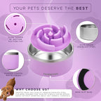 32 Oz Dog Bowl with Slow Feeder Insert Stainless Steel Pet Water Bowl for Medium & Large Breed Non Slip Rubber Base & Plastic Puzzle Feeder - Lavender
