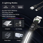 LED Dog Collar with Metal Buckle - USB Rechargeable Glow Collar for Dogs, Waterproof Light Up Dog Collar w/Reflective Strips - Adjustable Night Safety Collars by PetIsay(White,Medium)