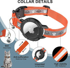 Reflective AirTag Cat Collar, Integrated Cat Tracker Collar with Air Tag Holder and Bell, Safety Elastic Band Cat GPS Collars for Girl Boy Cats, Kittens and Puppies (Orange,XS)