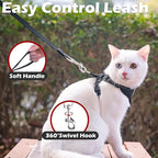 EXPAWLORER Cat Harness and Leash Set - Adjustable Escape Proof, Soft Reflective Vest Harness for Outdoor Walking, Breathable Lightweight Jacket for Small Medium Cats, Black M