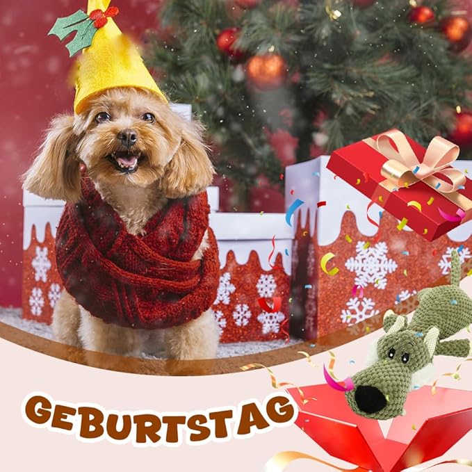 Indestructible Dog Toys,2025 New Dogs Plush Toy for Aggressive Chewers,Squeaky Durable Chew Toy for Indoor Pups Teething, Stuffed Toys for Small Medium Large Animals (A-Grey+Green)