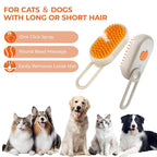 4-in-1 Multi-Functional Pet Hair Removal Tool - Steam Deshedding Brush with Shedding, Cleaning, Massage & Combing Features, Dog Brush for Shedding and Cat Brushes for Indoor Cats with Shedding - White