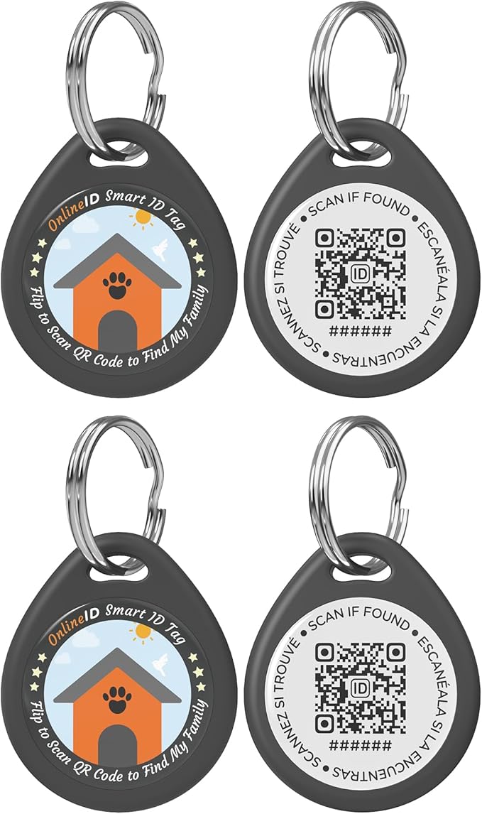 2 Pack Personalized Dog and Cat Tags,QR Code Pet ID Tags with Online Profile systerm,Editable Any Names and Phone numbles,2*Black,S