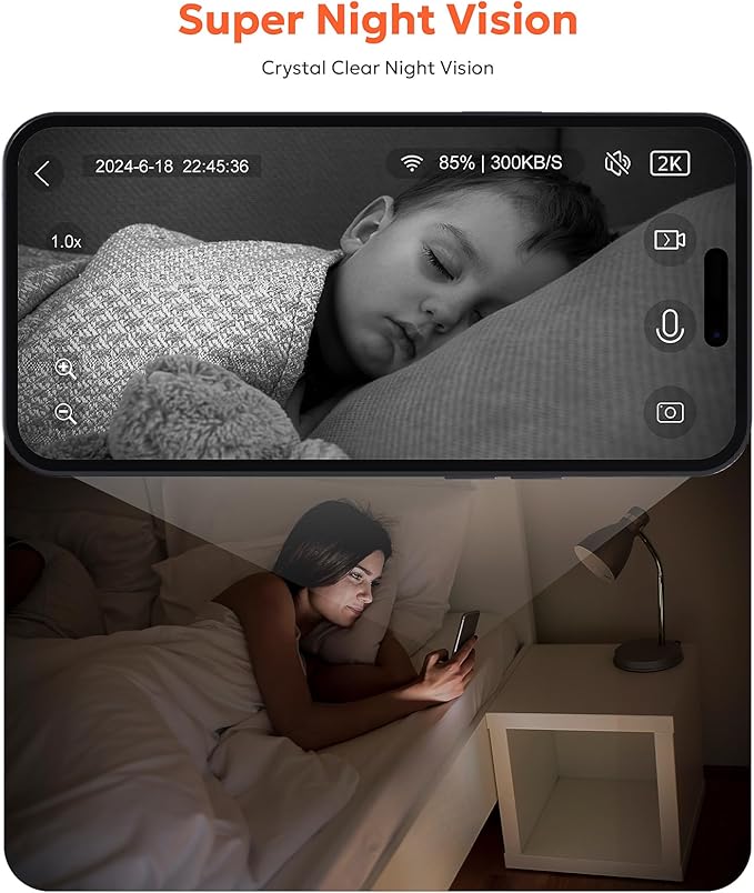 owltron Indoor Security Camera 2K, 2.4GHz WiFi Cameras for Home Security Baby Monitor Camera with Motion/Cry Detection, Pet & Dog Cam with Phone App, Night Vision, 2-Way Audio, Works with Alexa