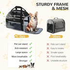 Lekereise Top-Expandable Pet Carrier - TSA Airline Approved Soft Sided Underseat Up to 22lbs Travel Carriers for Small Cats and Dogs with Locking Safety Zippers Anti-Scratch Mesh Black Large