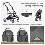 T3 Foldable Pet Stroller for Small Dogs & Cats – 3-in-1 Lightweight Design, 180° Canopy & Detachable Carrier (Black)