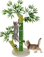 Cat Scratching Post for Large Cats and Kitten, 33 Inch Tall Nature Sisal Cat Scratchers for Indoor Cats with DanglingToy Ball and Cute 3D Panda Adult Cat Tree with Bamboo Shape for All Cats