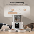 VOLUAS Automatic Cat Feeders for Two Cats,Stainless Steel 5L Pet Feeder for Cats and Dogs Timed Cat Feeder Pet Dry Food Dispenser, White