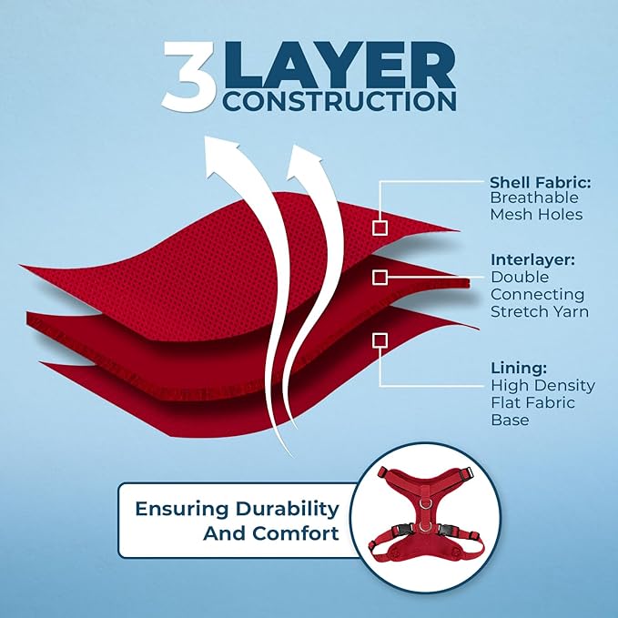 Voyager Escape-Proof Step-in Lock Cat Harness & 5ft Neoprene-Handle Leash Set All-Weather Mesh with Reflective Stitching for Small to Large Cats by Best Pet Supplies, Red, XS