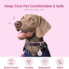 Dog ID Tag with QR Code & NFC, Silent Silicone Dog Name Tags Personalized for Pets - Scan QR for Instant Location Alert, Emergency Contact and Modifiable Pet Profile (Pink)