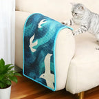 3-in-1 Sisal Cat Scratcher Mat 23.6x15.7'' Protects Carpet Couch & Furniture with Sticker Tape, Floor & Wall Cat Scratching Pad, Anti-Slip, Durable for Indoor Outdoor Cats (Blue Skyward)