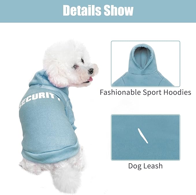 BINGPET Security Dog Hoodies Puppy Sweater Cold Weather Dog Coats Soft Brushed Fleece Pet Clothes Hooded Sweatshirt for Dog Cat