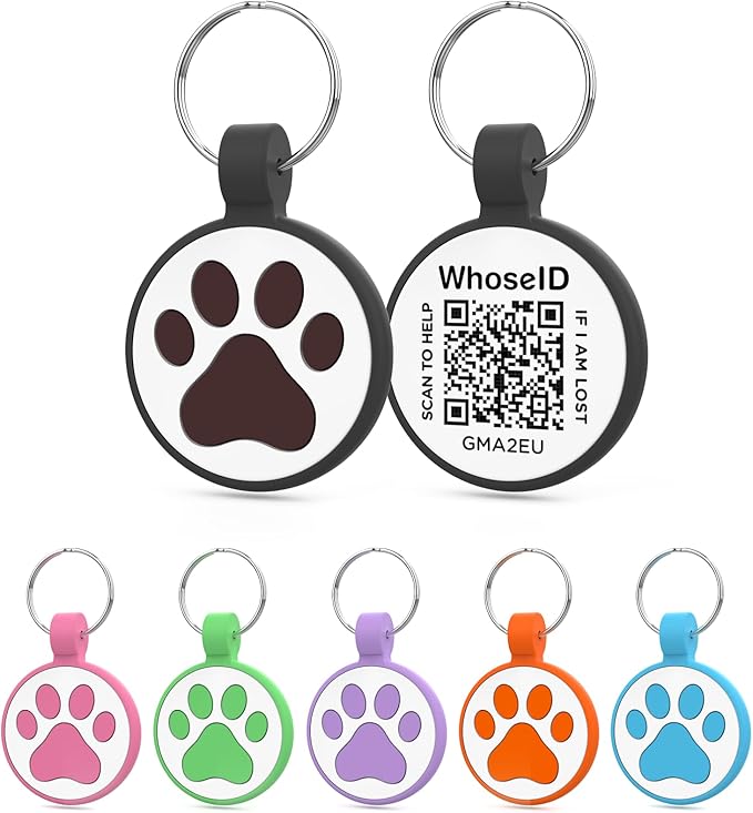 QR Code Cat Tag, Modifiable Pet Online Profile Page, Multiple Emergency Contact, Silent Silicone, Lightweight, No Jinging, Collar Accessories, QR Cat ID Tag (Small Breeds - 1", Black)