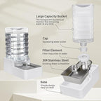 Sfozstra Large Gravity Water Dispenser: 9L Automatic Dog White Water Feeder with Stainless Steel Bowl -100% BPA-Free - Two Caps and Filters for Busy Owners