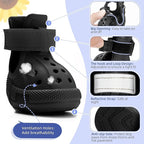 Lukovee Dog Shoes for Hot Pavement - Breathable Non Slip Dog Sandals with Reflective Stripes, Easy ON & Off, Easy-Clean Summer Outdoor Pet Boots for Small Medium Large Dogs (Black, Size 3)