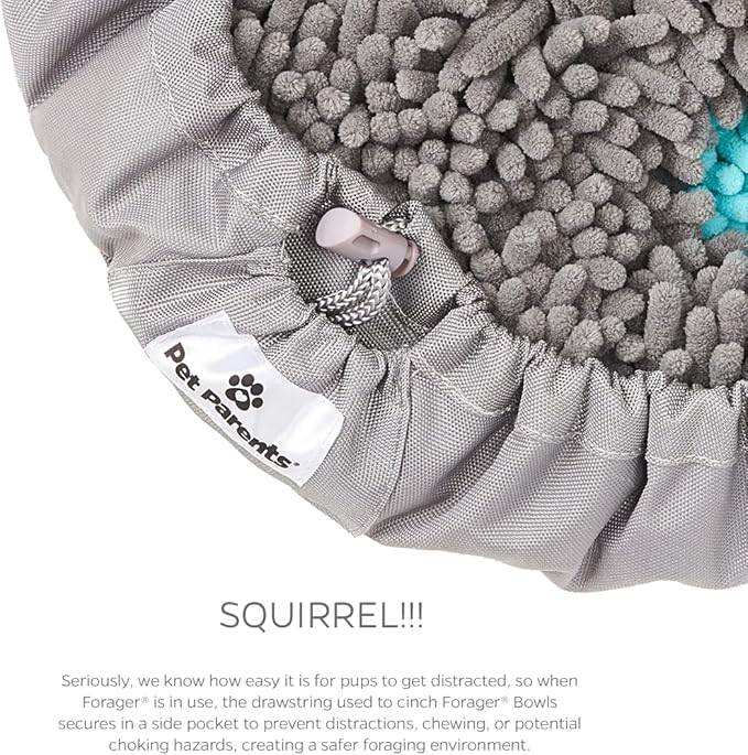 Pet Parents Forager Bowls, Slow Feeder Dog & Cat Bowls with SoftSnout™ & Non-Slip Backing, Portable Pet Puzzle Toys & Snuffle Mats, 30 oz, Modern Grey (Meadow Ponds)