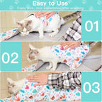 21.7" Cat Grooming Cloth Wrap, Cat Wrap for Cutting Nails, Self-Adherent Fabric Wrap for Cats, Cat Burrito Wrap Anti-Scratch, Anti-Escape, Multifunctional Swaddle Wrap Pet Tool (Funny Bear, Large)