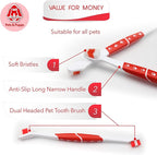 Pet Toothbrush for Dogs, Cats with Soft Bristles - Easy Teeth Cleaning & Dental Care, Non Slip Dual Head Dog Toothbrush