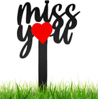 11.8 Inches Metal Memorial Grave Marker "Miss You" Cemetery Decoration Stake Waterproof Garden Plaque Loss of Dad Mom Spouse Lover Relatives Family Members Gravesite Plaque Outdoors Lawn Yard Signs