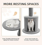 Made4Pets Floor to Ceiling Cat Tree 93-106'',Tall Cat Tower 5 Tiers,Adjustable Height, Stable Cat Tree Tower with Scratching Posts, Fluffy Condo, Hammock and Ball Toy for Indoor Cats/Kitten, Gray