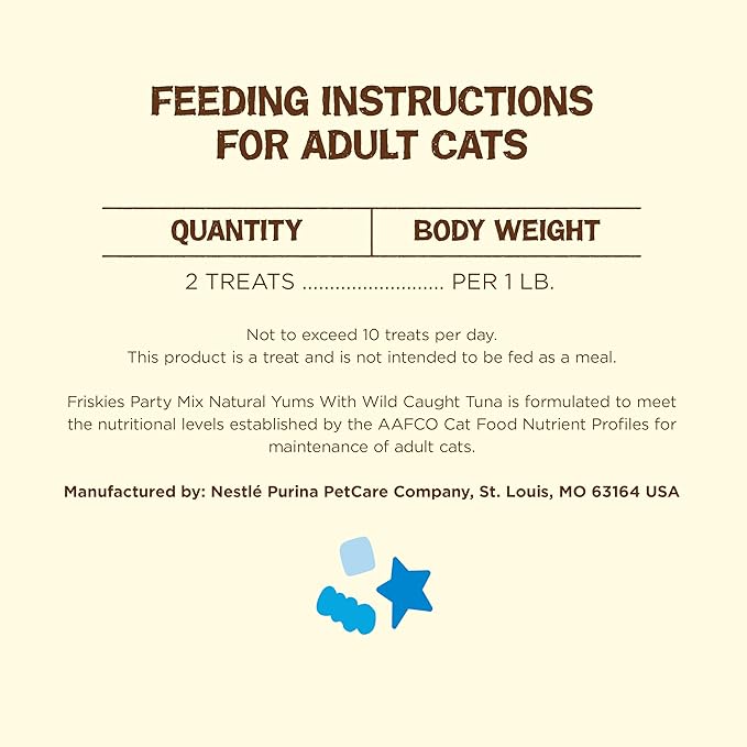 Purina Friskies Natural Cat Treats, Party Mix Natural Yums With Wild Caught Tuna and Added Vitamins, Minerals and Nutrients - 20 oz. Canister