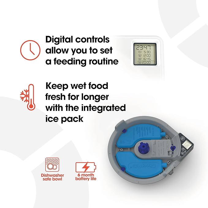 Cat Mate C500 - 5 Meal Digital Automatic Feeder with Ice Packs for Cats and Small Dogs