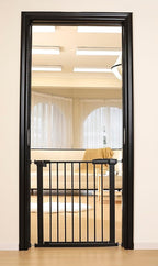 29"-57" Baby and Pet Safety Gate, 30" Tall Metal Walk-Thru Gate for Doorways & Stairs, Easy One-Hand Open, Dual Lock (Brown, 29" W x 30.5“H)