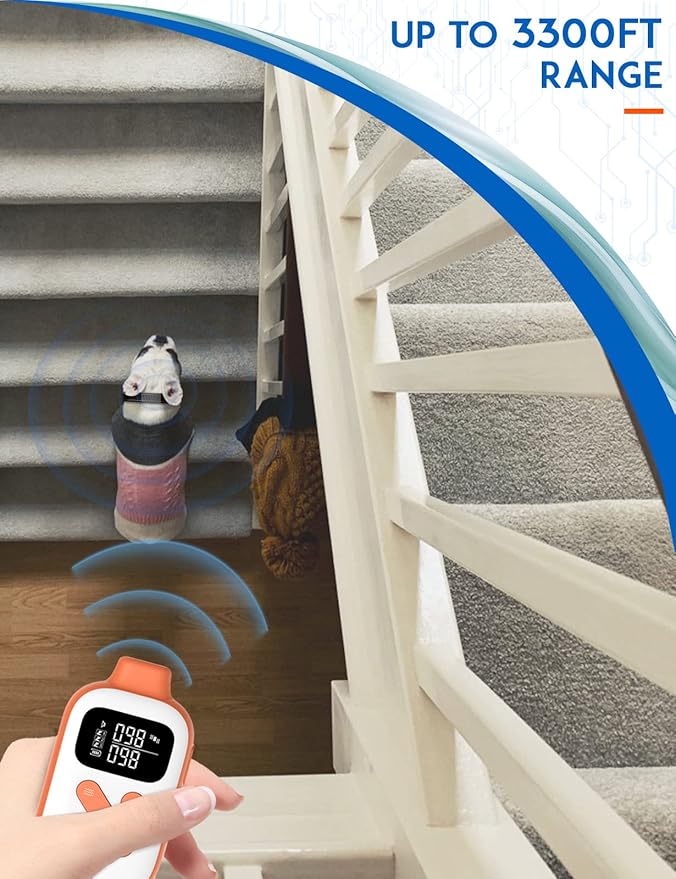 PaiPaitek Vibrating Dog Collar No Shock, 3300ft Range Dog Beep Collar with Remote, IPX7 Waterproof Rechargeable No Shock Training Collar for 5-120 lbs All Breeds - No Prongs