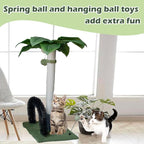 Cat Scratching Post,29.5 Inches Tall Palm Tree Cat Scratcher,Natural Sisal Cat Scratching Posts with Interactive Balls and Self Groomer Brush for Indoor Cats Cute Kitten Adults Cats(Green)