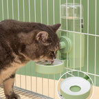 Hanging Cage Automatic Food Water Dispenser Kennel Gravity Pet Feeder Set with Separate Food Bowl and 500ML Waterer, Crate Auto Feeder Dish for Small Pets Cats Puppy Ferret Bunny Guinea Pig