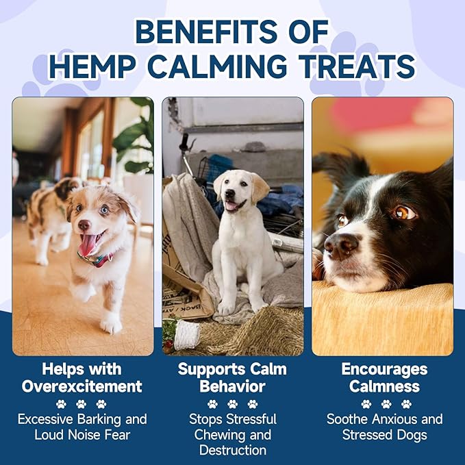 Hemp Calming Chews for Dogs, 200 Treats Dog Calming Chews for Anxiety & Stress Relief, Anxiety Relief Treats for Dogs with Hemp Oil, Melatonin Dog Calm Treats for Stress|Sleep|Separation