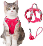 Cat Harness and Leash Set for Walking Escape Proof for Small Large cat Kitten Harness with ID tag Pocket (Pink,XXS)