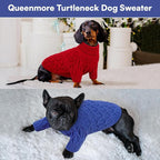 Queenmore Large Dog Sweater,Dog Sweaters for Large Dogs Male Female,Thanksgiving Fall Knit Sweater for Dogs,Turtleneck Thick DogSweaters,Knitwear Pet Clothes for Corgi,French Bulldog(Royal Blue,L)