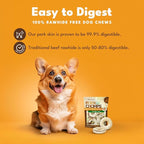 Pork Chomps Pressed Pork Skin Dog Chews, 2.5-inch Rings, Real Chicken, 8 Count