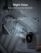 GNCC 2K Cameras for Home Security-Indoor Pan/Tilt Cameras for Baby Monitor/Pet Camera with Phone App, Night Vision, Motion Detection, 2-Way Audio, 24/7 SD Recordings, 2.4Ghz WiFi (2Pack)