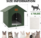 Outdoor Cat House Feral Cat Shelter,Outside Waterproof Cat House for Outdoor/Indoor Cats, Insulated Cat Bed for All Seasons with Cozy Cushion Easy to Assemble Olive Green