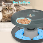 Ownpets Automatic Cat Feeder for Wet and Dry Food, with 2 Ice Packs, 6 Meals Programmable Timed Pet Feeder, Cordless Rechargeable Auto Feeder for Cats/Small Dogs, Black